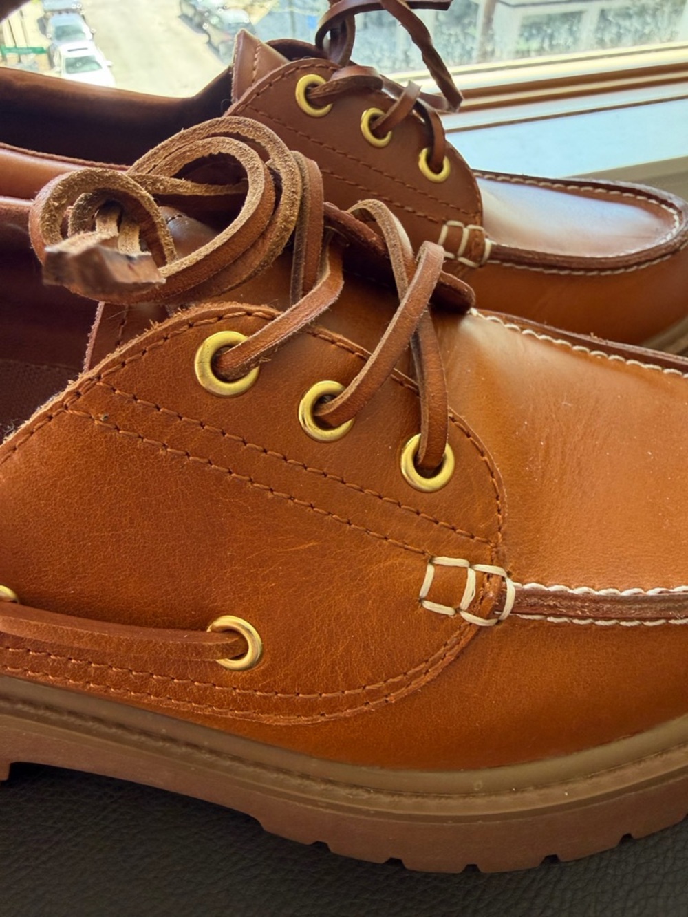 Jeffrey Campbell:  Brown Leather Lug-Soled Boat Shoes - NBW - Picture 3 of 11